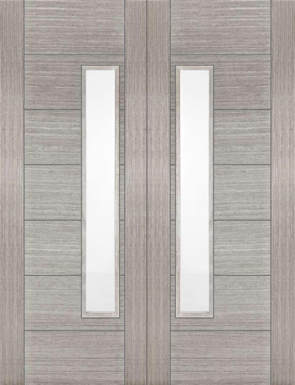 Light Grey Corsica 18G Clear Glass FD30 Internal Door Prefinished - Mendes Doors