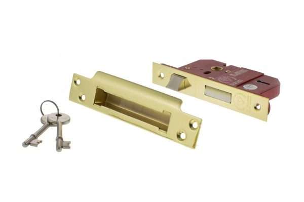 Atlantic 5 Lever Key Sashlock [BS] 2.5" - Polished Brass - Image 3