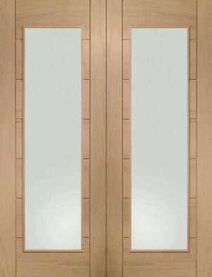 Palermo Internal Oak Rebated Door Pair with Clear Glass -XL Joinery Doors