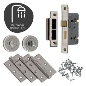 Danube Door Handle Bathroom Pack with Lock and 65mm Latch - XL Joinery Doors