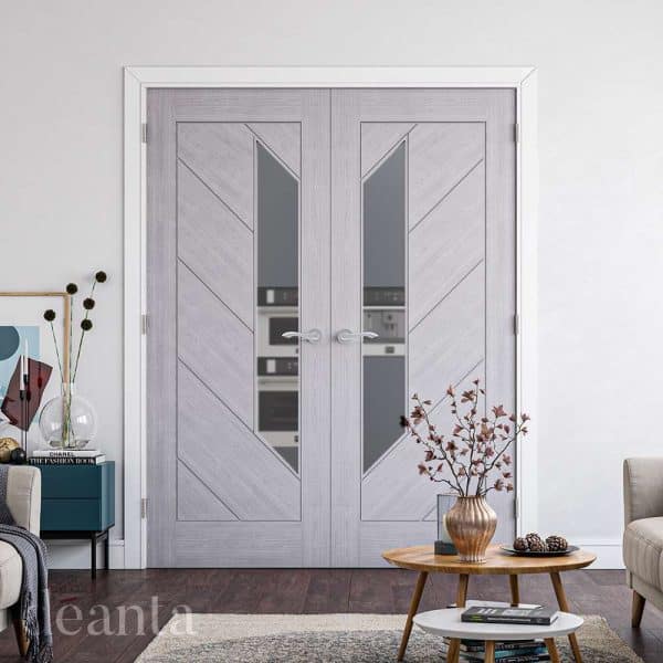 Torino Light Grey Ash Glazed FD30 Internal Door FSC - Deanta Doors - Image 2