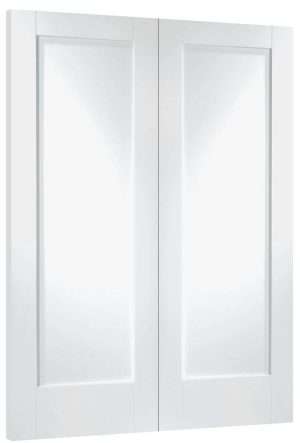 Internal White Primed Pattern 10 Pair Door with Clear Glass - XL Joinery Doors