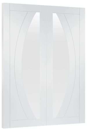 Internal White Primed Salerno Door Pair with Clear Glass - XL Joinery Doors