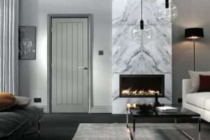 Vertical 5P Pre-Finished Grey internal Door FD30 - LPD Doors