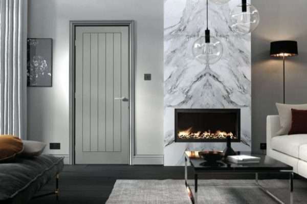Vertical 5P Pre-Finished Grey internal Door - LPD Doors - Image 2