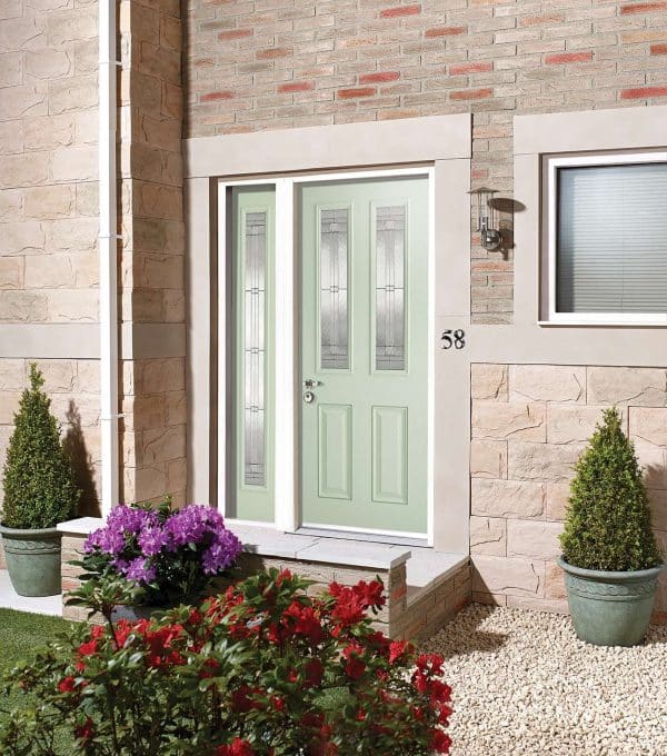 Malton 2L Glazed External Pre-Finished Light Green Front Face With White Inside Face and Edges Door - LPD Doors - Image 2