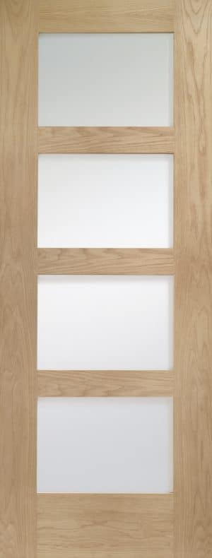 Internal Oak Pre-Finished Shaker 4 Panel Door with Obscure Glass - XL Joinery Doors