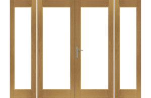 La Porte French Door in Pre-Finished External Oak Includes Sidelight Frame (Chrome Hardware) - XL Joinery Doors